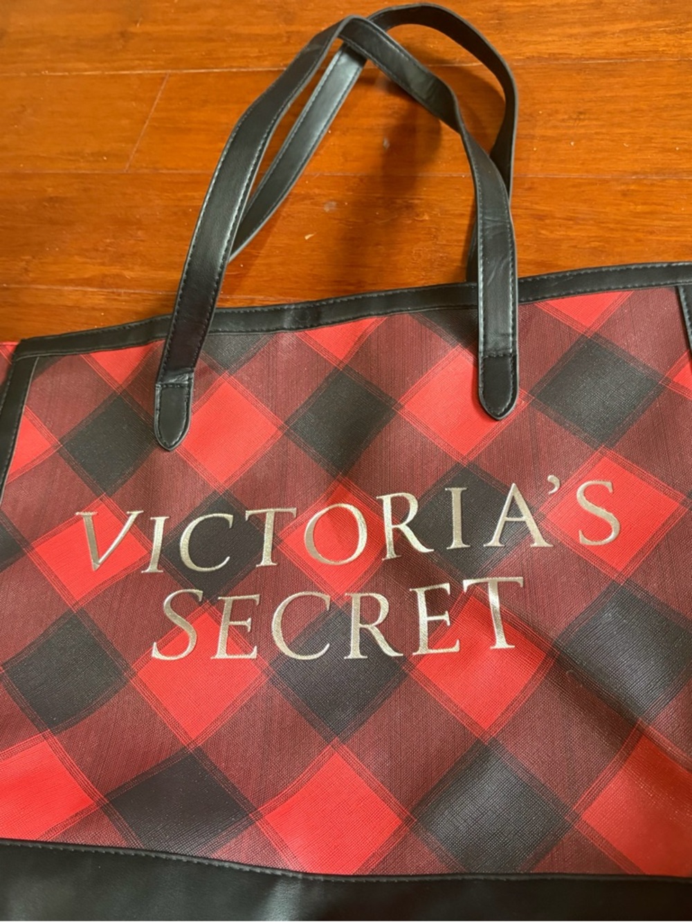 Victoria's Secret Red and Black Plaid Tote